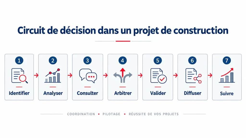 Circuit de décision entre MOA, MOE et entreprises sur un chantier