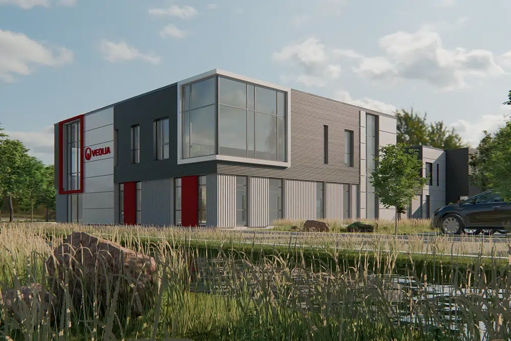 Vue 3D du futur siège de VEOLIA à Beauvais, projet suivi par Nodelya